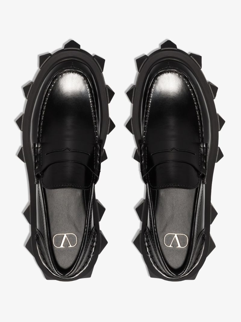 Black Trackstud Leather Loafers