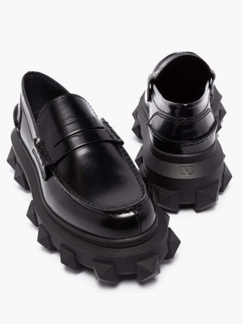 Black Trackstud Leather Loafers