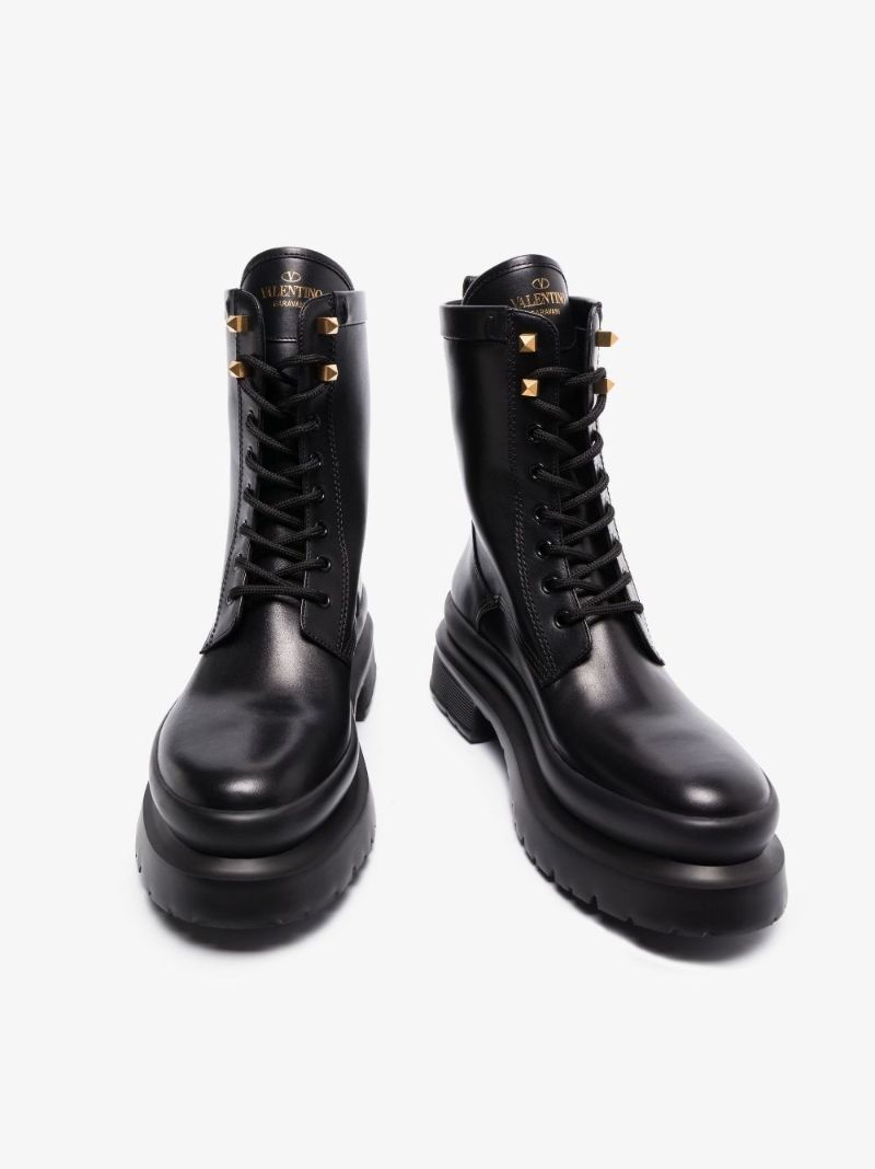 Black Roman Stud Leather Ankle Boots