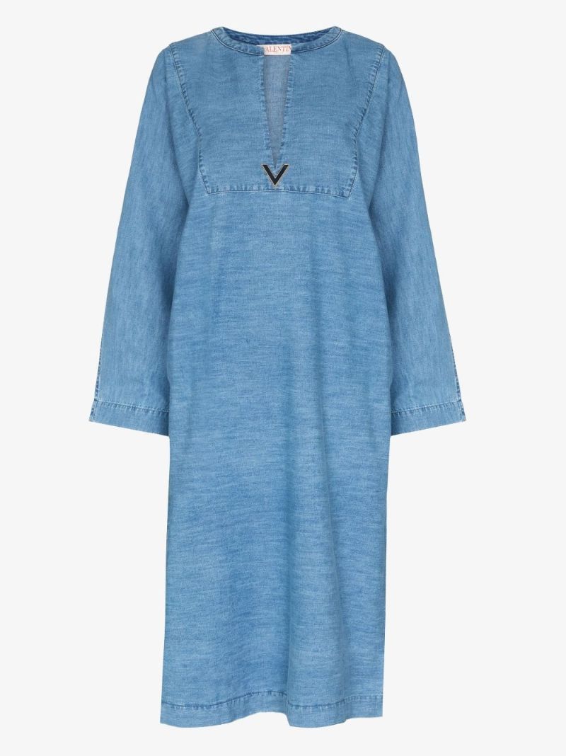 Vlogo Denim Kaftan Midi Dress