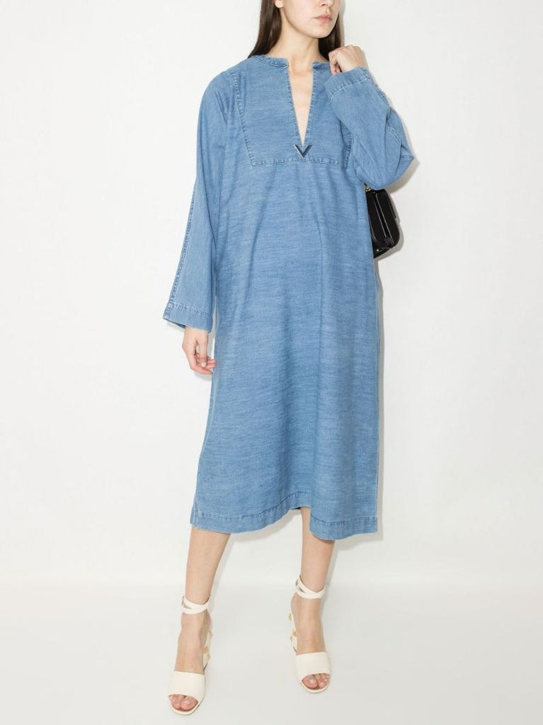 Vlogo Denim Kaftan Midi Dress
