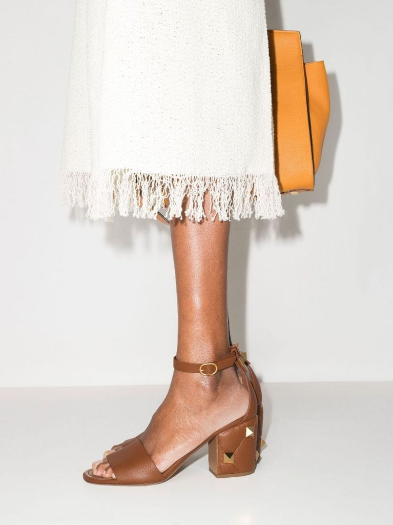 Brown Roman Stud 75 Leather Sandals