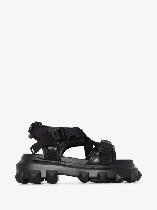 Black TrackstudÃ_x0082_Â leather Sandals