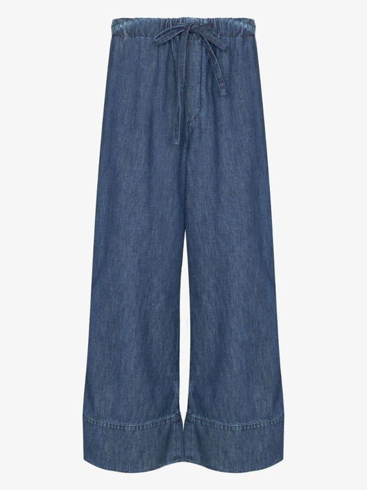 Blue Vgold Wide Leg Cotton Trousers