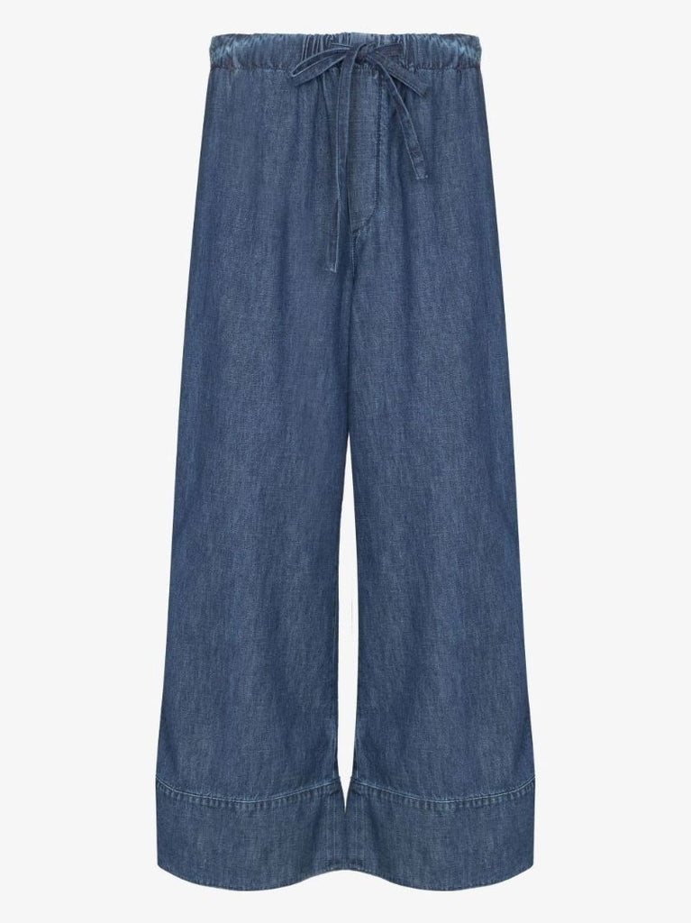 Blue Vgold Wide Leg Cotton Trousers