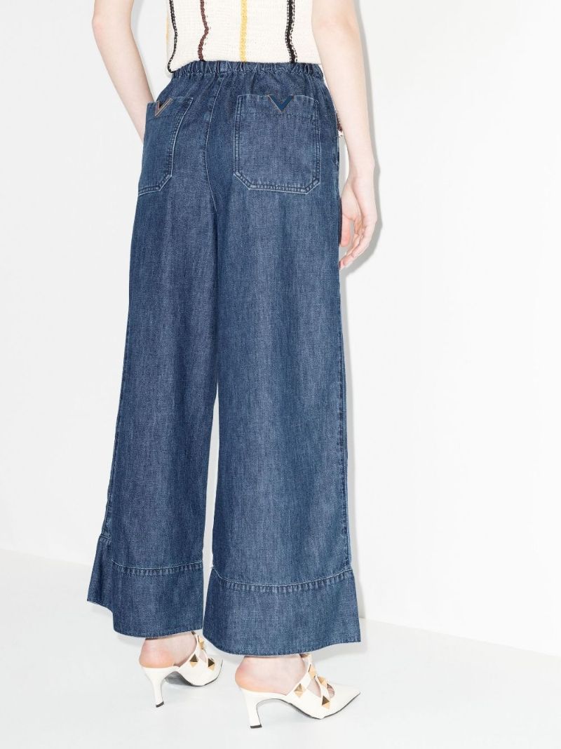 Blue Vgold Wide Leg Cotton Trousers