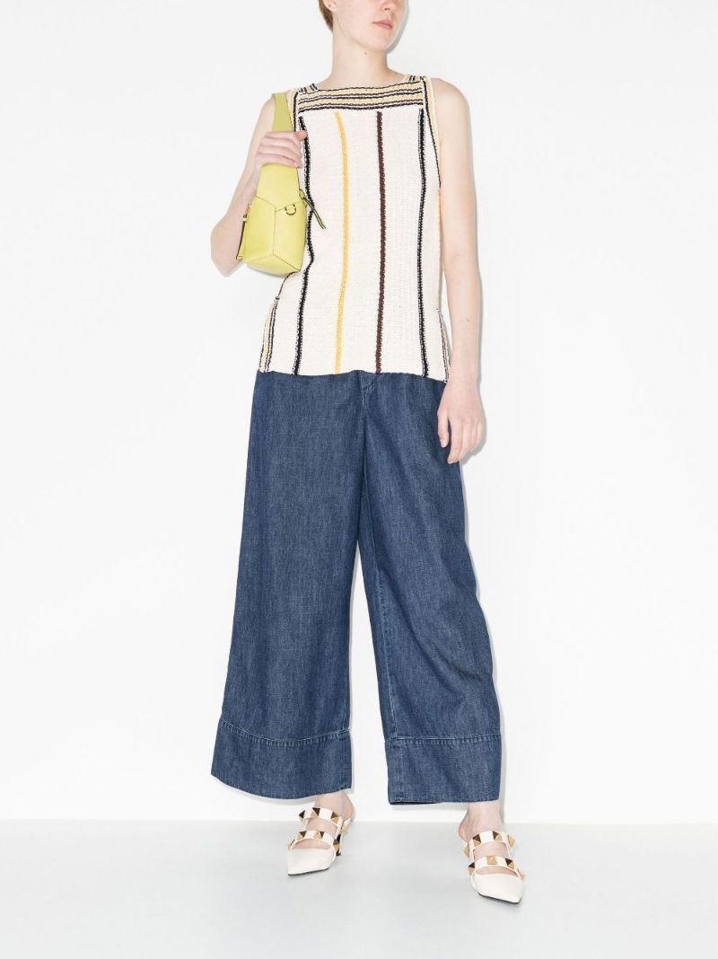Blue Vgold Wide Leg Cotton Trousers