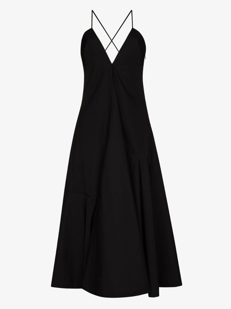 V-neck Flared Midi Dress