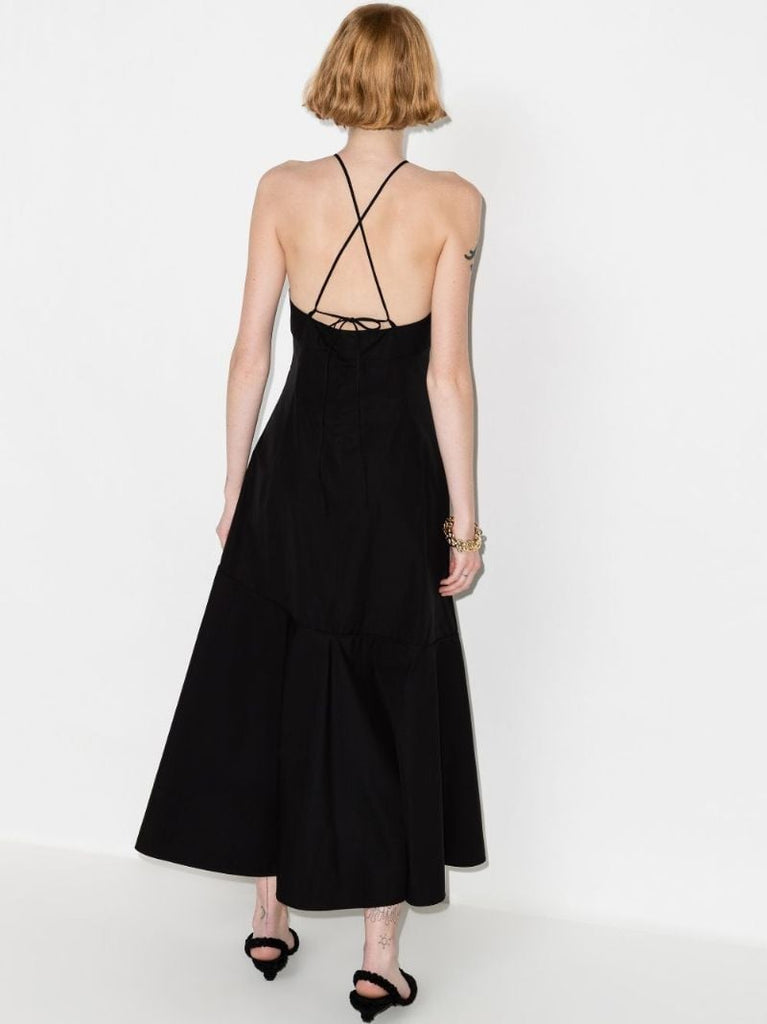 V-neck Flared Midi Dress