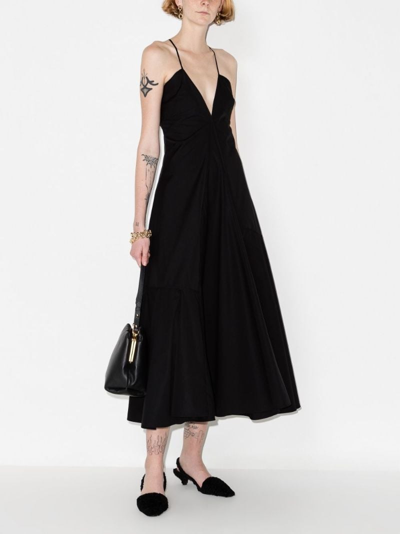 V-neck Flared Midi Dress