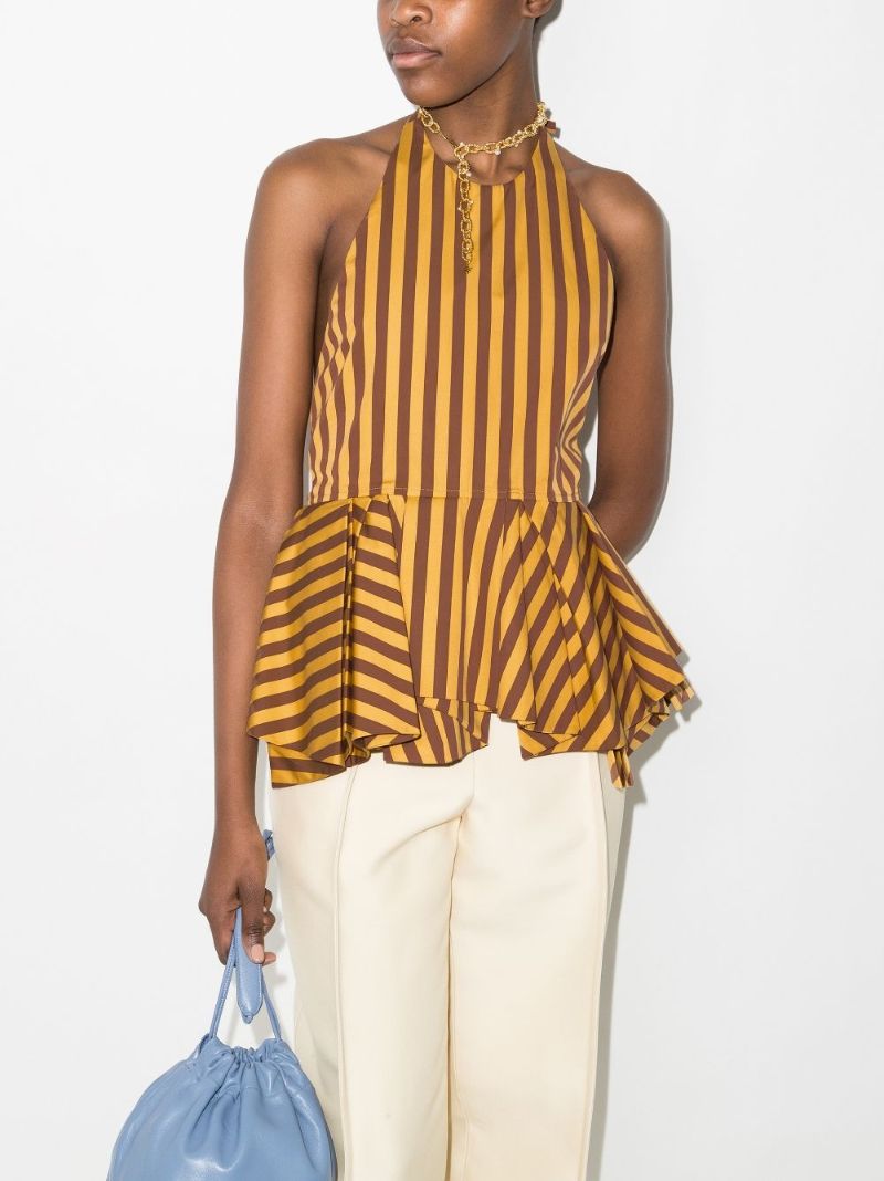 Striped Cotton Halterneck Top