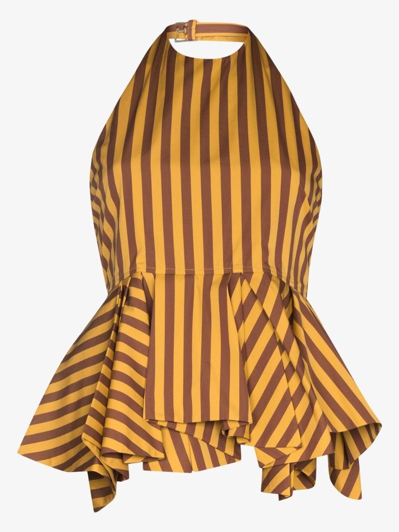 Striped Cotton Halterneck Top
