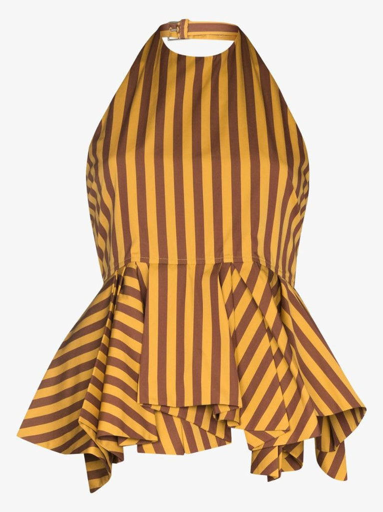 Striped Cotton Halterneck Top