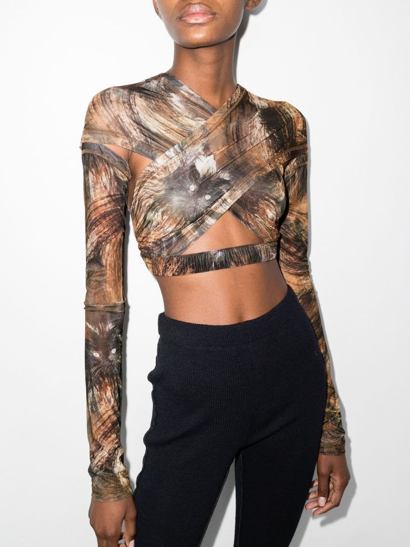 Anti Cat Print Crop Top