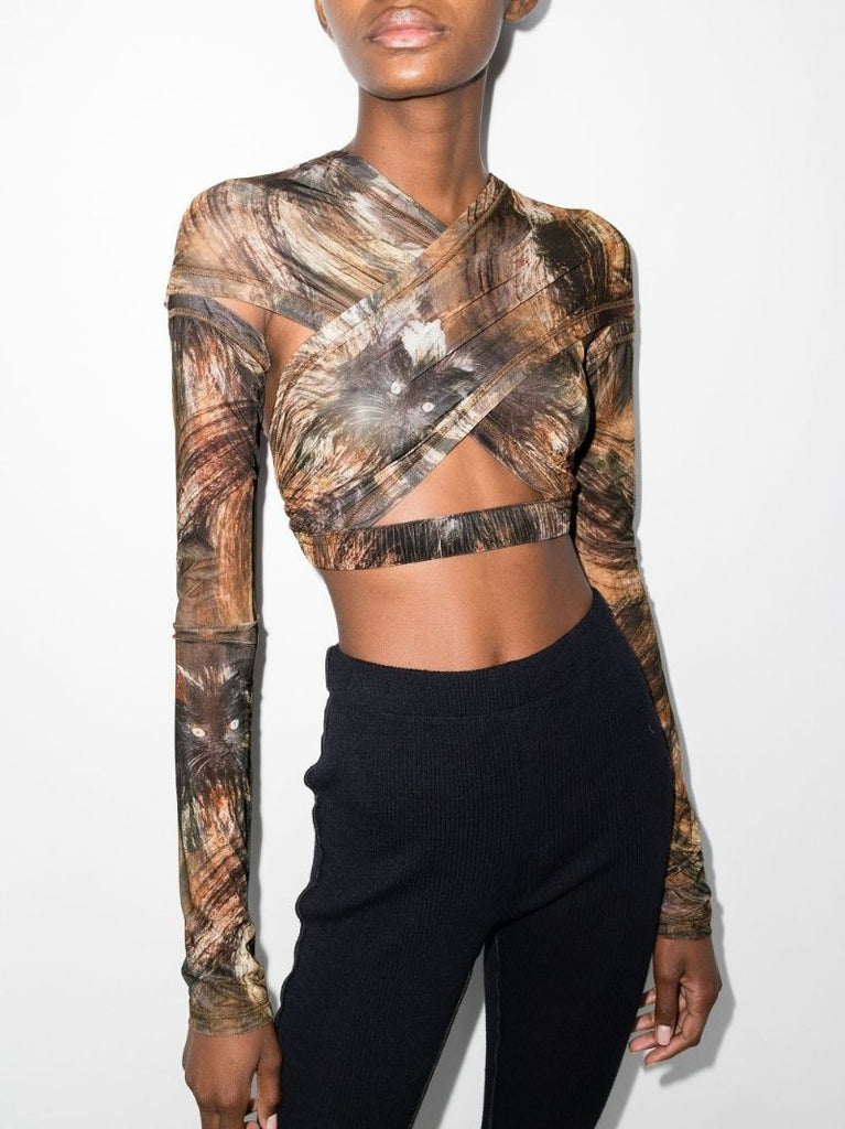 Anti Cat Print Crop Top