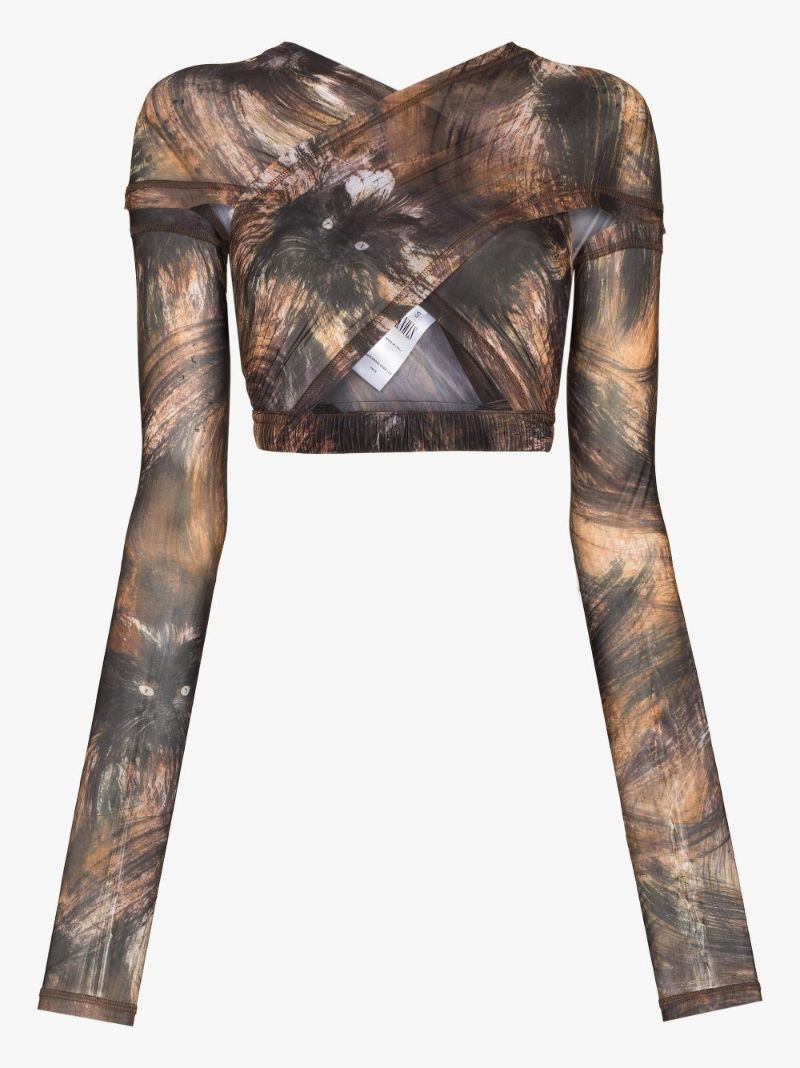 Anti Cat Print Crop Top