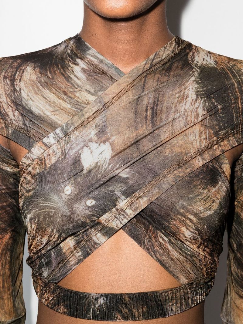 Anti Cat Print Crop Top