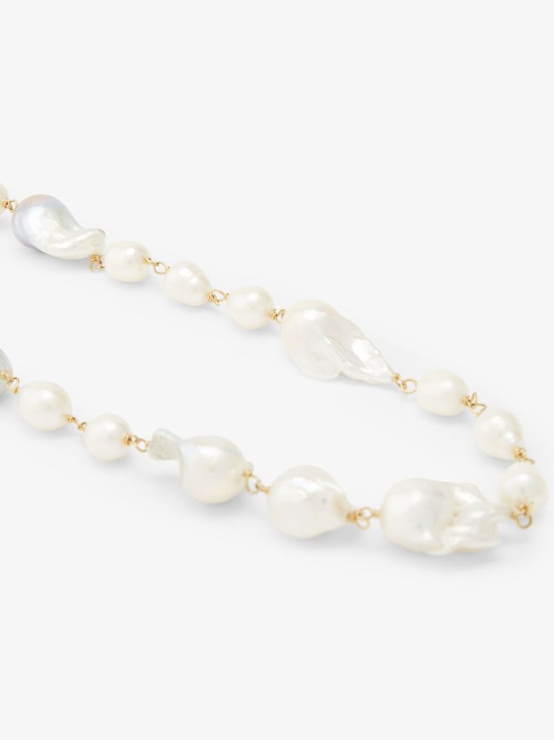 Gold-tone Pearl Chain-link Necklace
