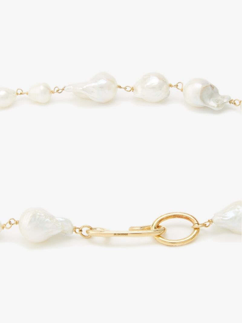 Gold-tone Pearl Chain-link Necklace