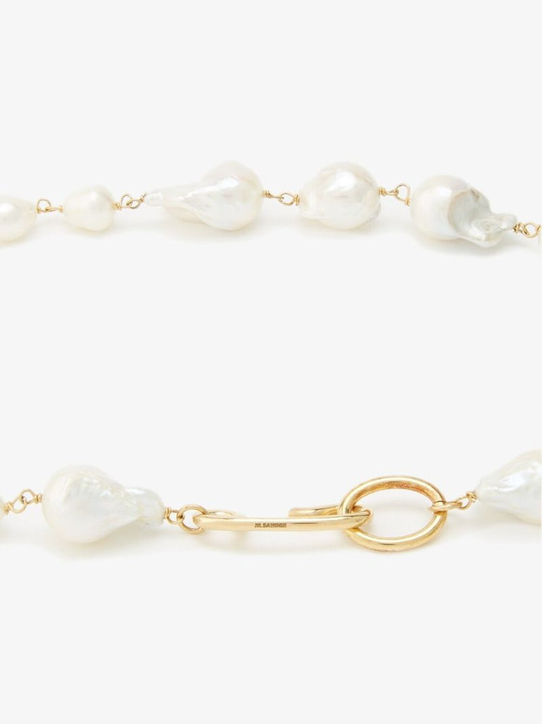 Gold-tone Pearl Chain-link Necklace