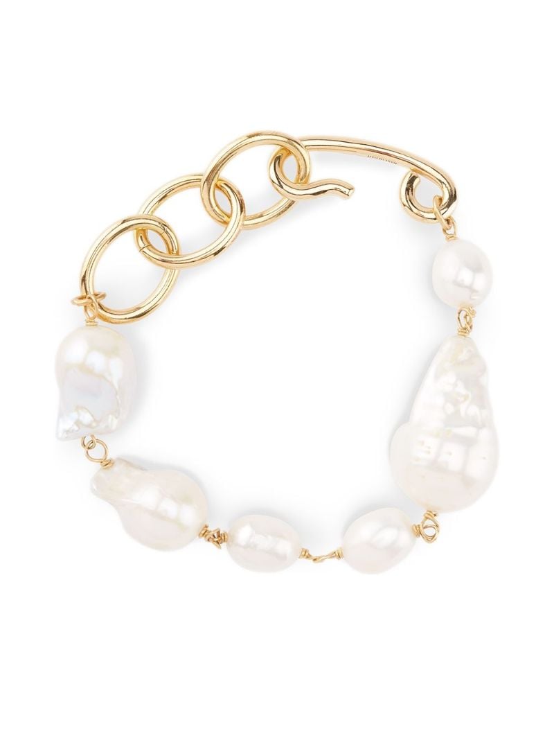 Gold-tone Pearl Chain-link Bracelet