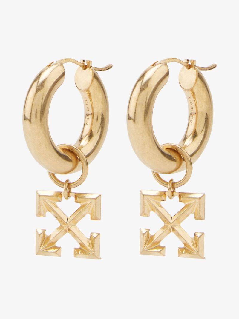 Gold Tone Arrows Charm Hoop Earrings
