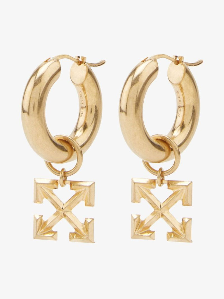 Gold Tone Arrows Charm Hoop Earrings