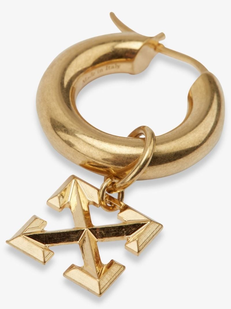 Gold Tone Arrows Charm Hoop Earrings