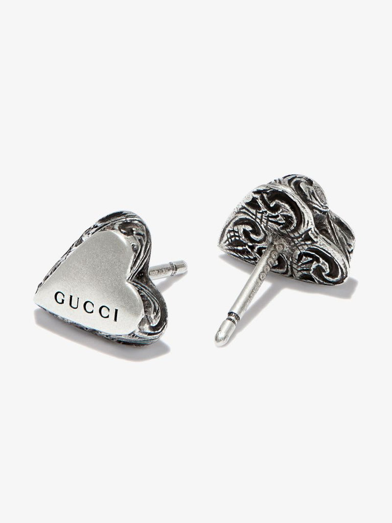 Sterling Silver Engraved Heart Earrings
