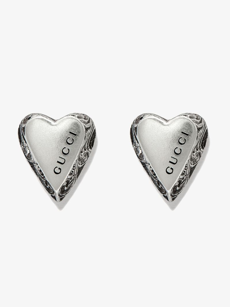Sterling Silver Engraved Heart Earrings
