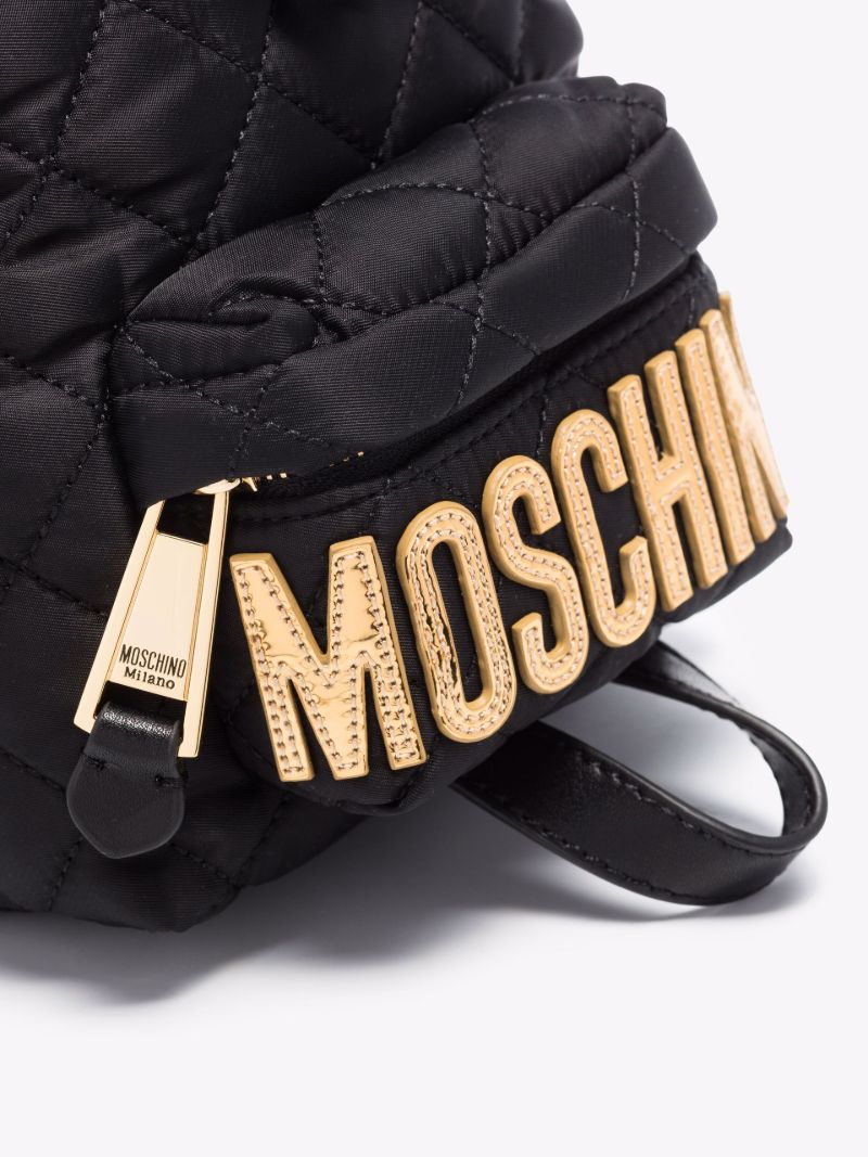 Black Logo Quilted Mini Backpack