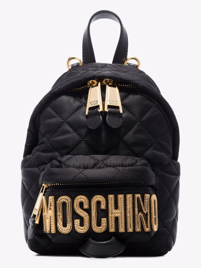 Black Logo Quilted Mini Backpack