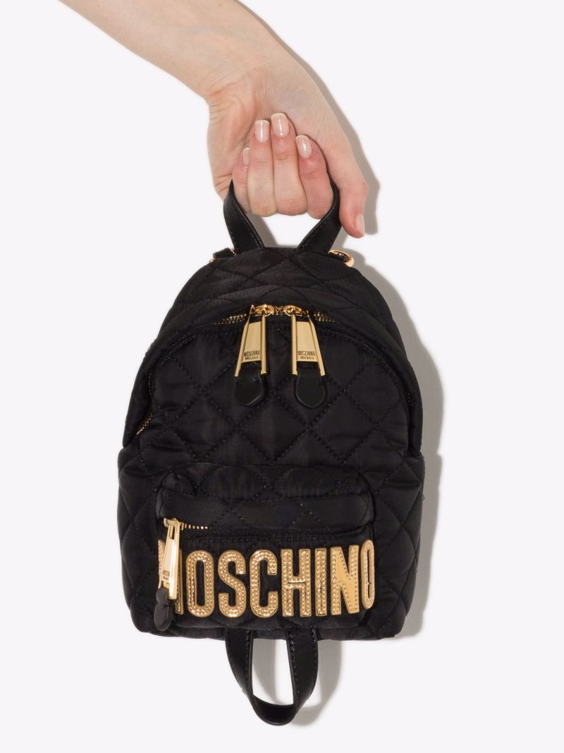 Black Logo Quilted Mini Backpack