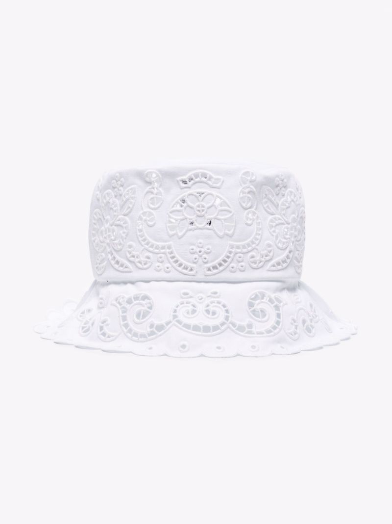 White Broderie Anglaise Bucket Hat