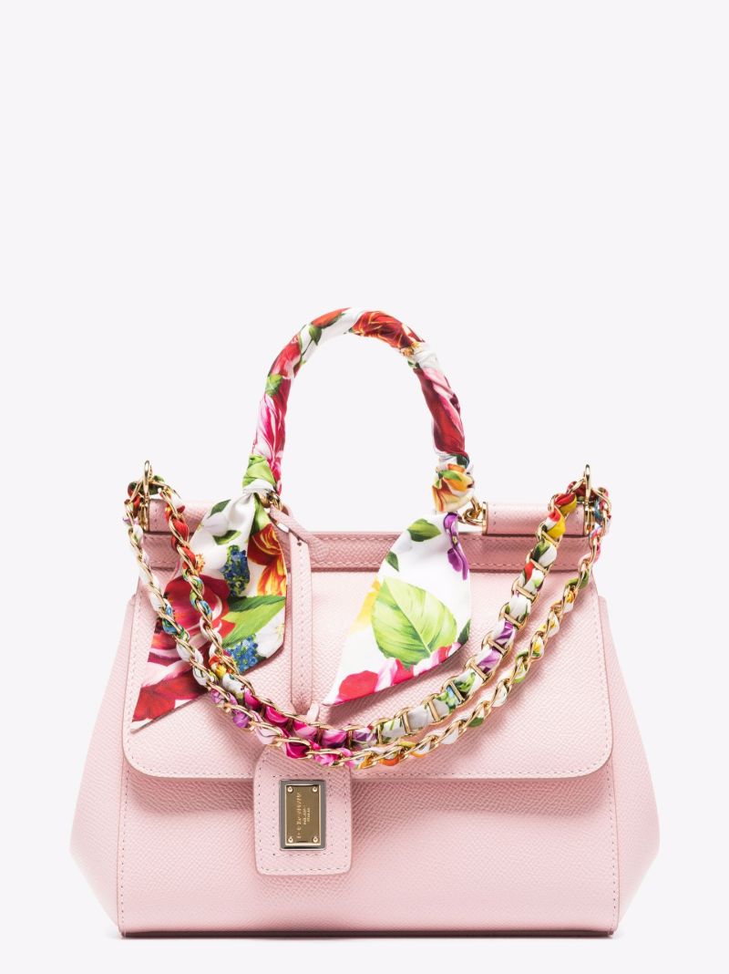 Pink Sicily Small Leather Tote Bag