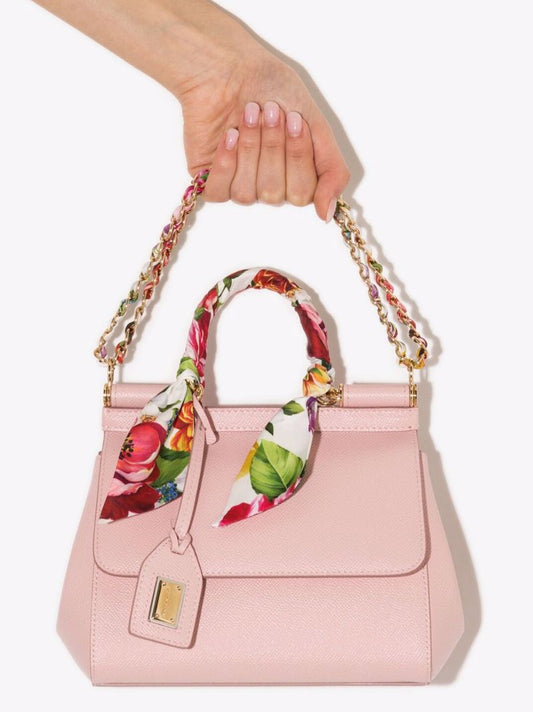 Pink Sicily Small Leather Tote Bag