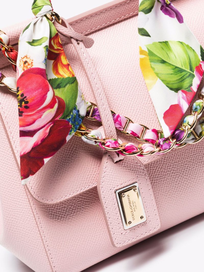 Pink Sicily Small Leather Tote Bag