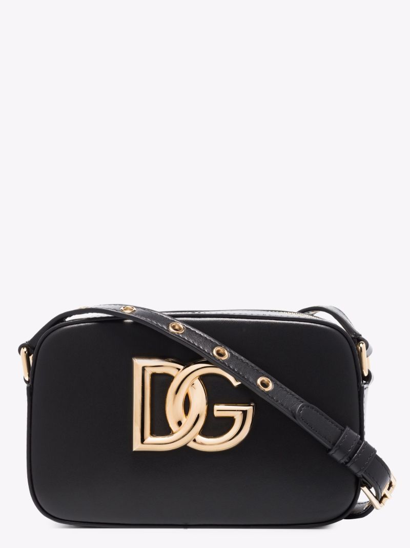 Black Dg Logo Leather Cross Body Bag