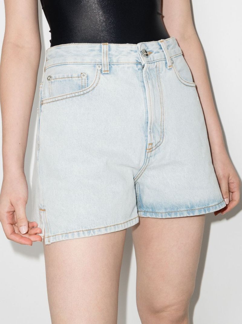 Diag Print Denim Shorts