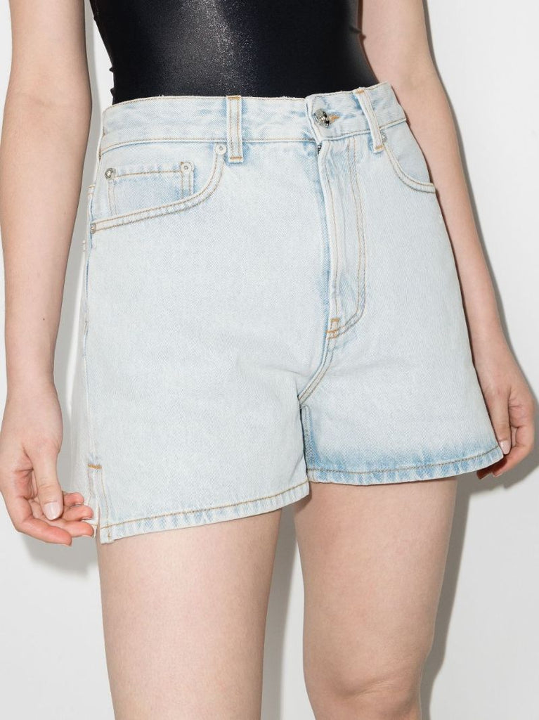 Diag Print Denim Shorts