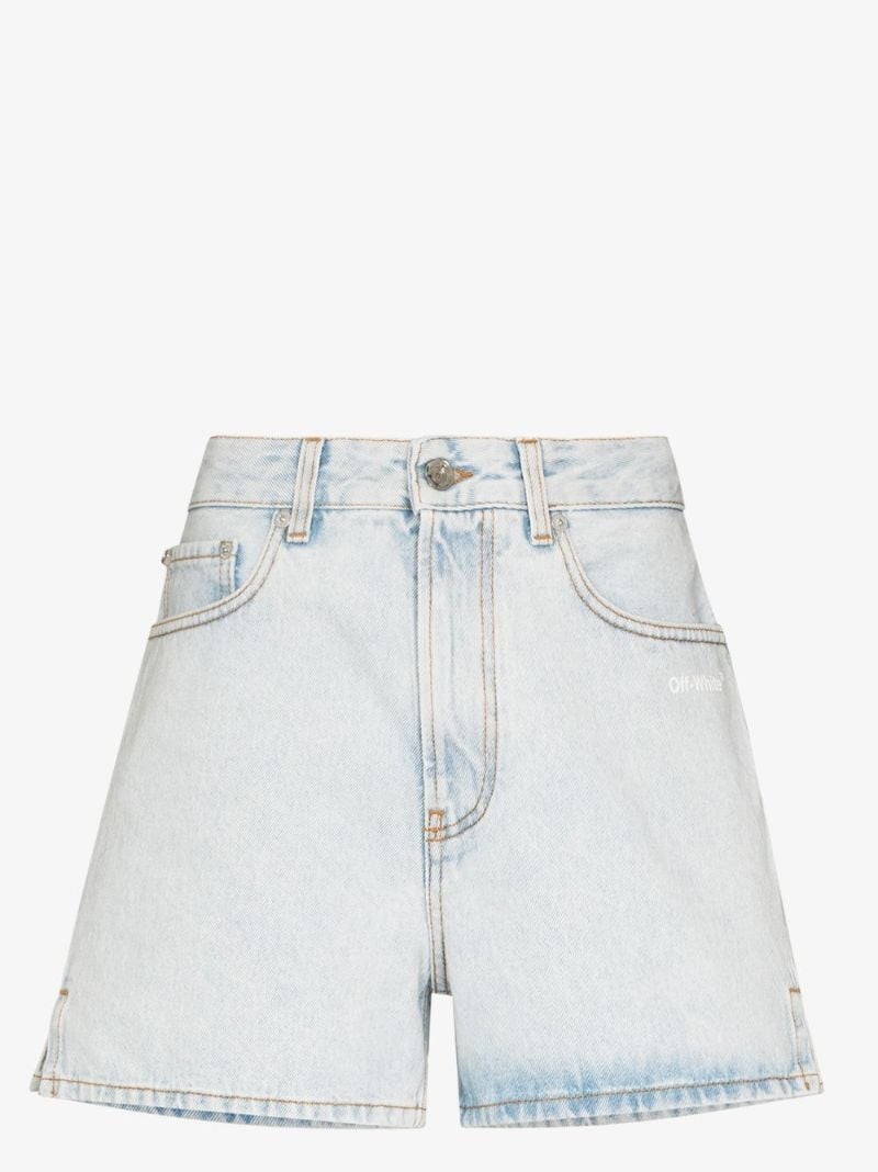 Diag Print Denim Shorts