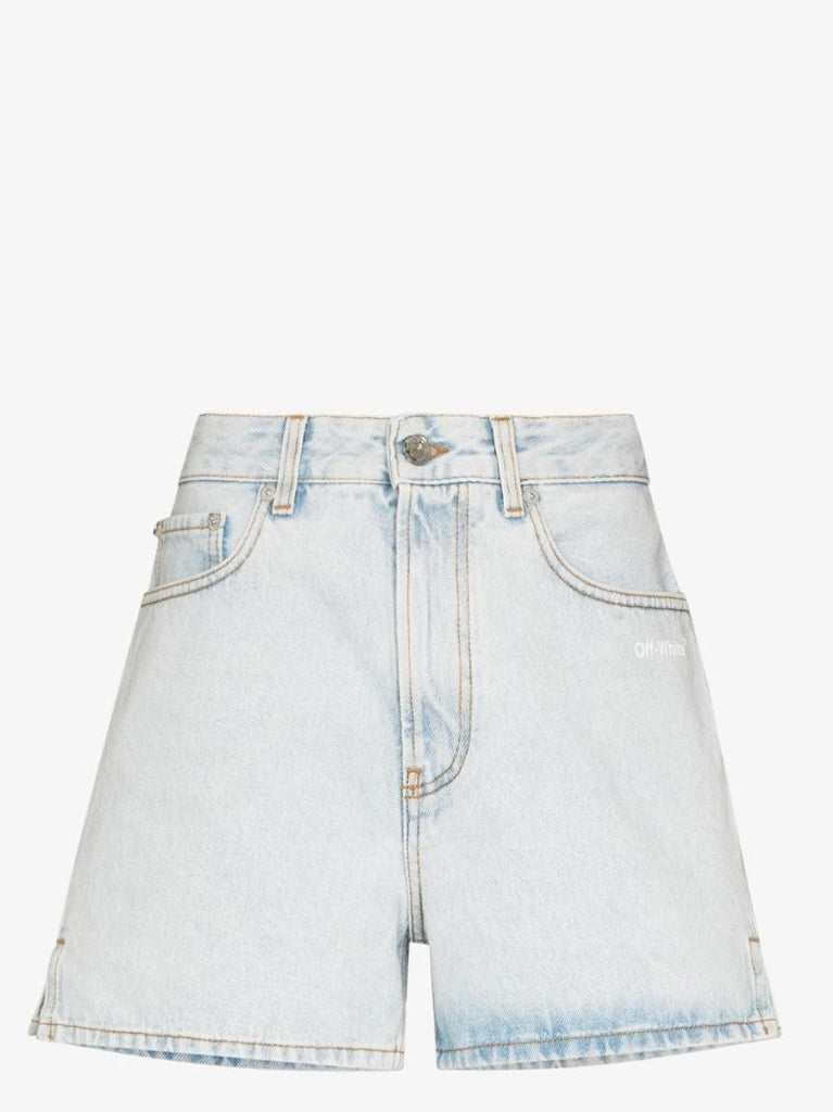 Diag Print Denim Shorts
