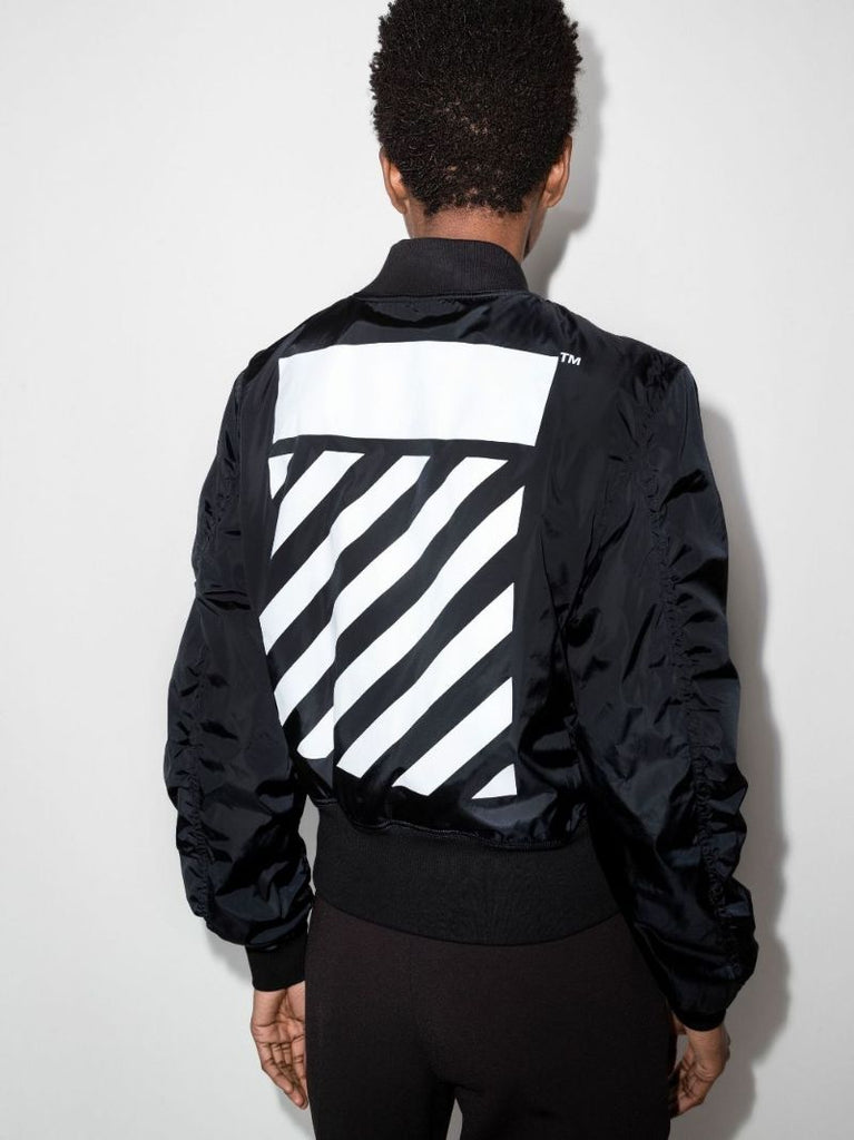 Black Diag Bomber Jacket
