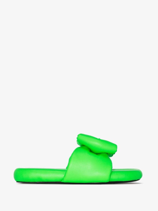 Green Bow Leather Sandals