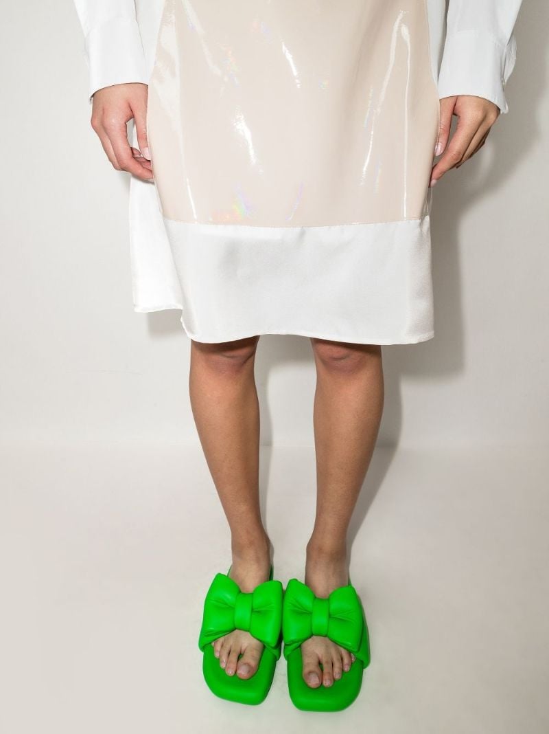 Green Bow Leather Sandals