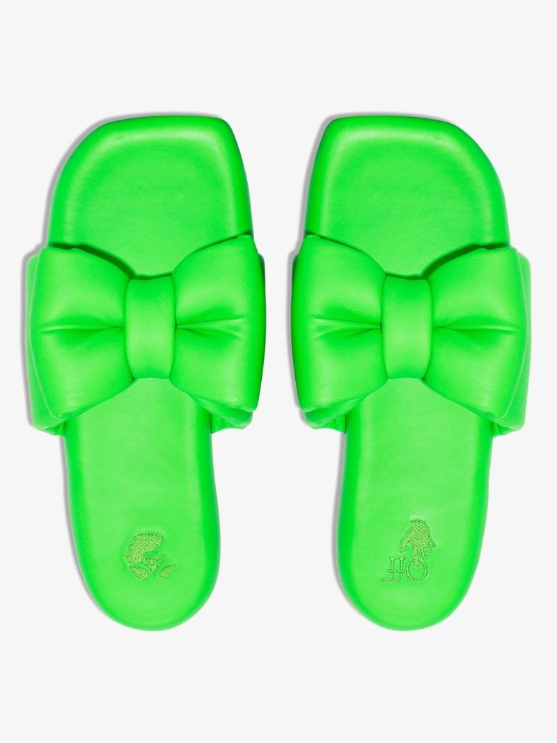 Green Bow Leather Sandals