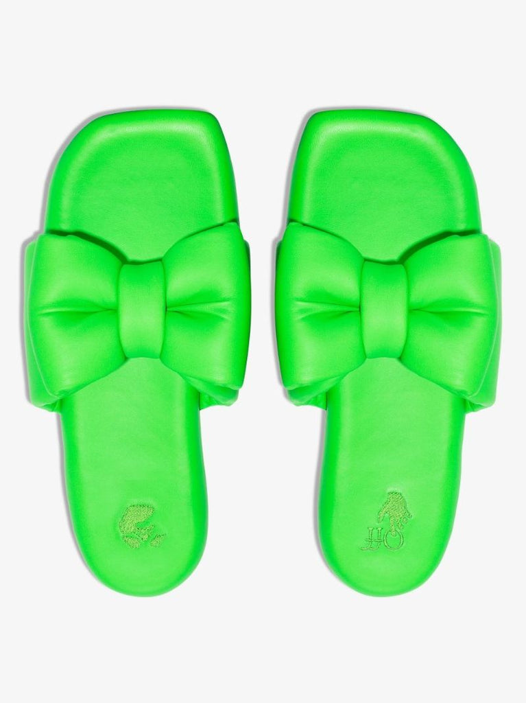 Green Bow Leather Sandals