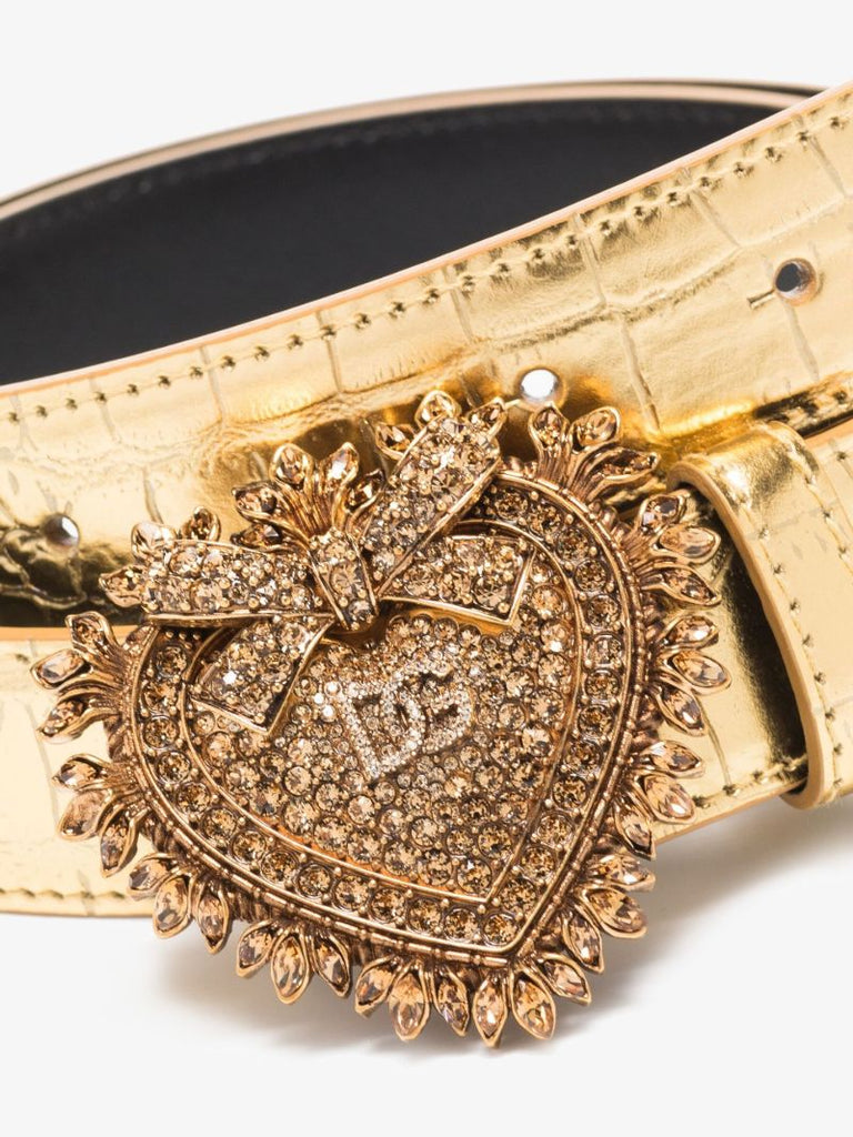 Gold Devotion Embellished Buckle Leather Belt