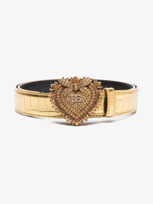 Gold Devotion Embellished Buckle Leather Belt