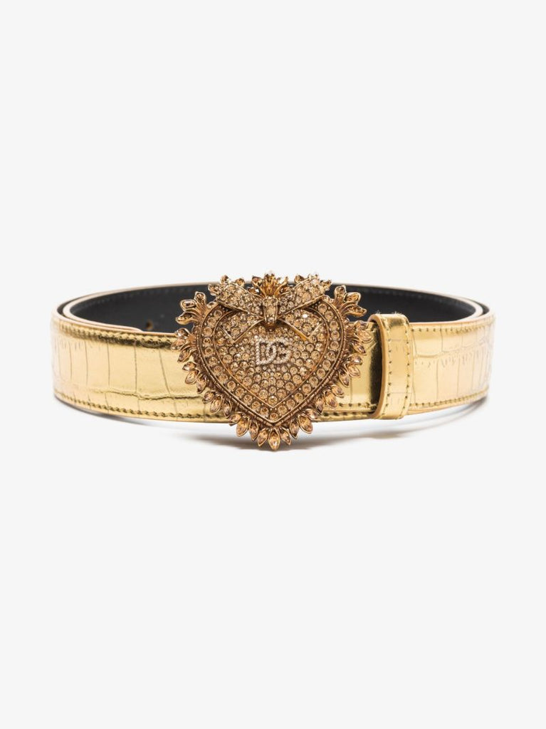 Gold Devotion Embellished Buckle Leather Belt